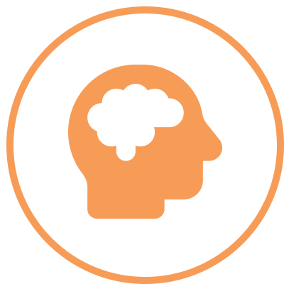 Icon representing discovery and planning with the outline of a head and brain.
