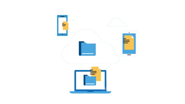 3 devices around a cloud with a file to show cloud storage and how you can use file sharing